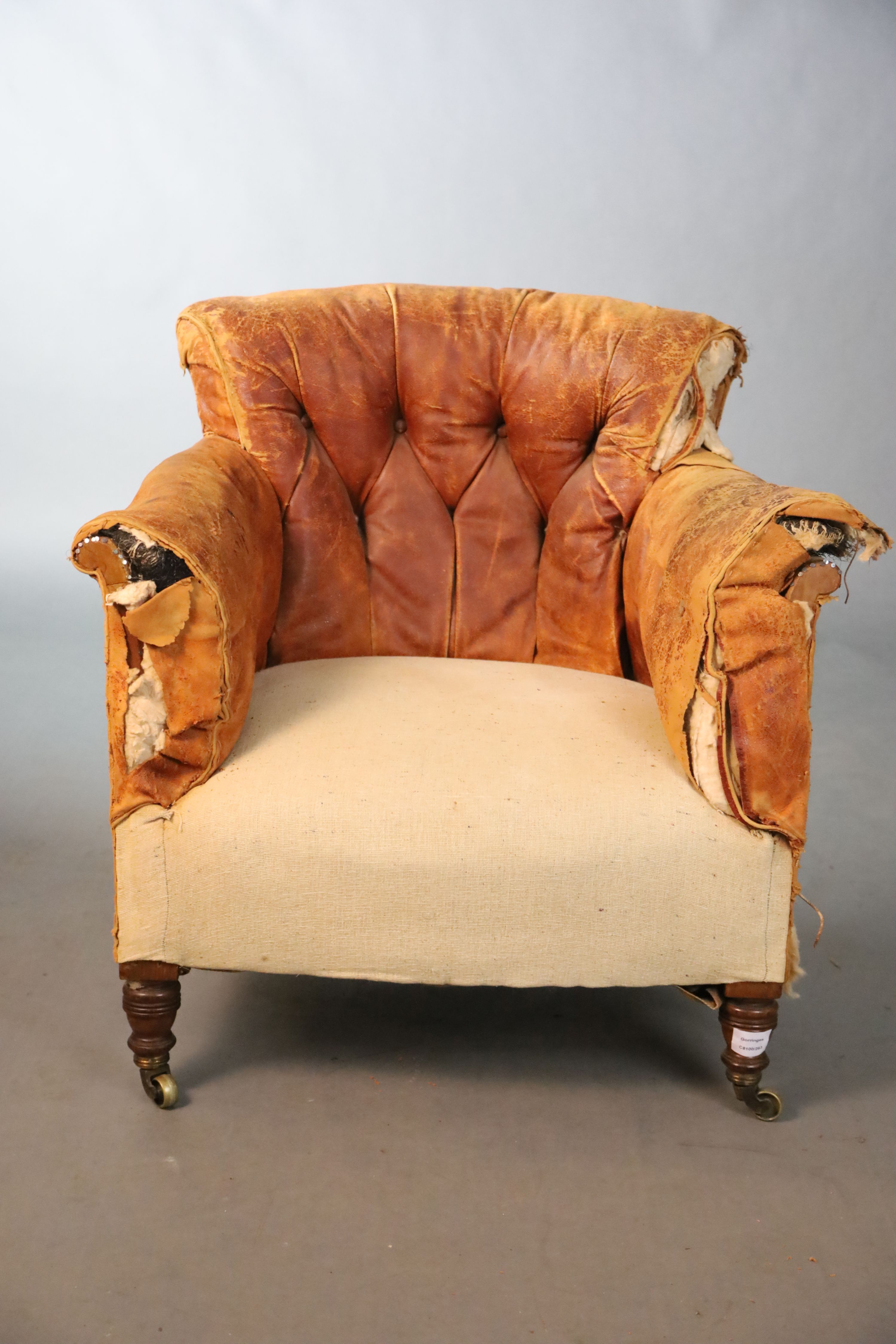 A Victorian walnut tub armchair, W.74cm D.68.5cm H.76.5cm